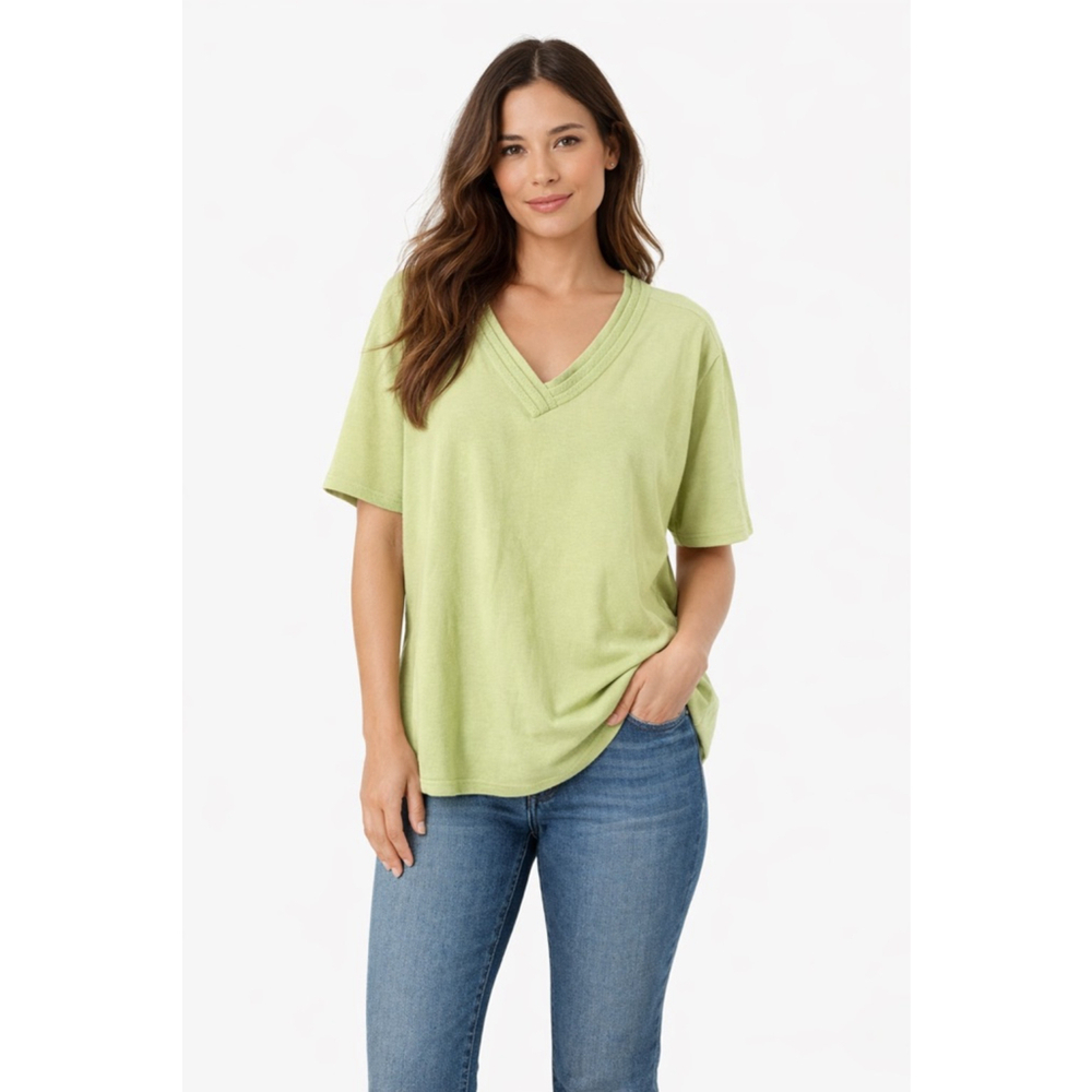 Women's Maggie Barnes Green Short Sleeve V-Neck Tee 4X